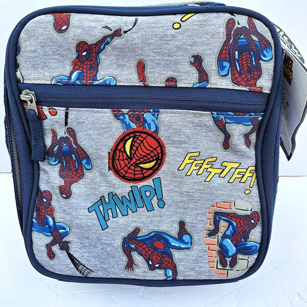NWT POTTERY BARN KIDS Marvel Comics Spider-Man Classic Lunch Bag glow in dark
